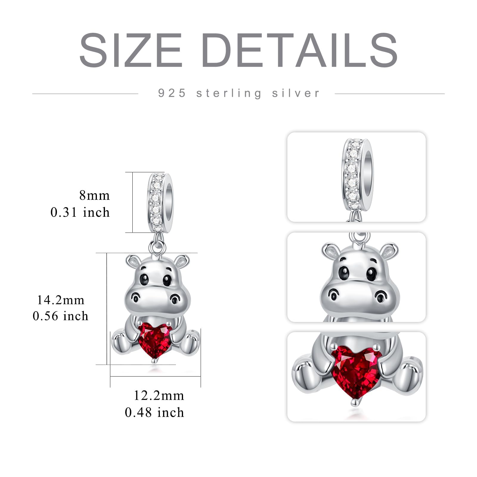 ROMANTICWORK Breloque vache en argent sterling 925, pierre de naissance pour 1 à 12 mois, breloque vache pour bracelets de vache, perles de vache, bijoux pour femmes et amateurs de vache