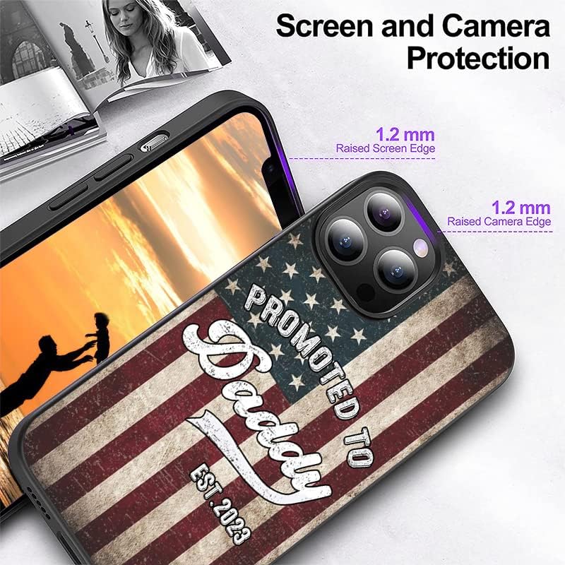 Miniatura 2 de Funda para teléfono con la bandera estadounidense Promoted to Daddy 2023, compatible con iPhone 14, 13, 12, 11 Pro Max, Samsung Galaxy S23 S22 S21