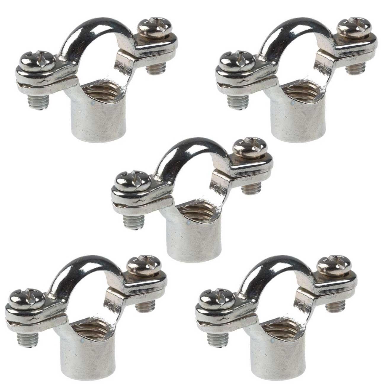 Pepte Chrome 5 X 15Mm Single Munsen Rings Clips Pipe Brackets M10 Thread