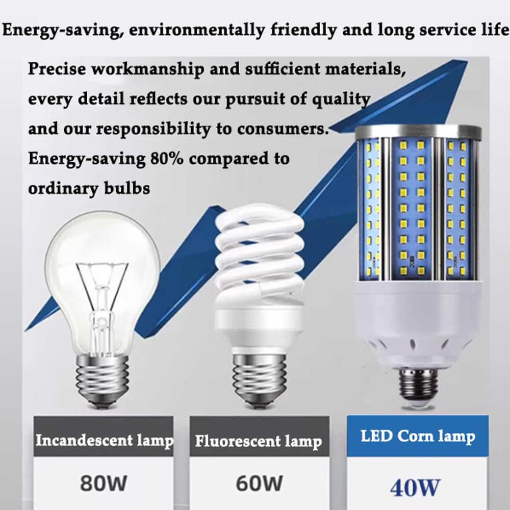 Paquete de 2/10 Bombillas Led de Maíz E27 de Aluminio, Natural, 4000 K, 4000 Lm, Bombilla de Rosca E27 de 40 W Equivalente a Bombillas Incandescentes de 80 W, No Regulable, sin Parpadeo/Whit