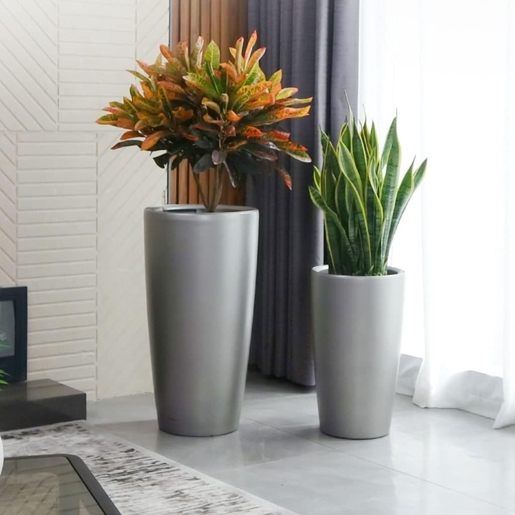 HIHELO Planters Resin Plastic Flowerpot Garden Art Vase Plant Stand Automatic Water-Absorbing Flowerpot Home Flowerpot Nursery Pots (Color : C)