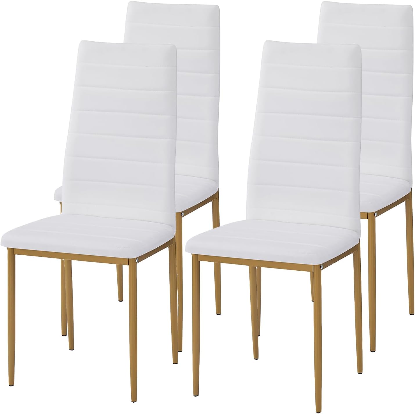 Amazon.com - paonne White Kitchen Dining Chairs Set of 4 Armless Side Chair for Livign Room 4 ...