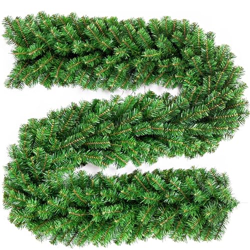DATEFUN Guirnalda de Navidad Artificial, 2.7m PVC Guirnalda de Abeto Guirnalda de Pino, Navidad Decoradas al Aire Libre de Interior para la Fiesta de Navidad Chimenea Escalera (270 Puntas) (rutyna)
