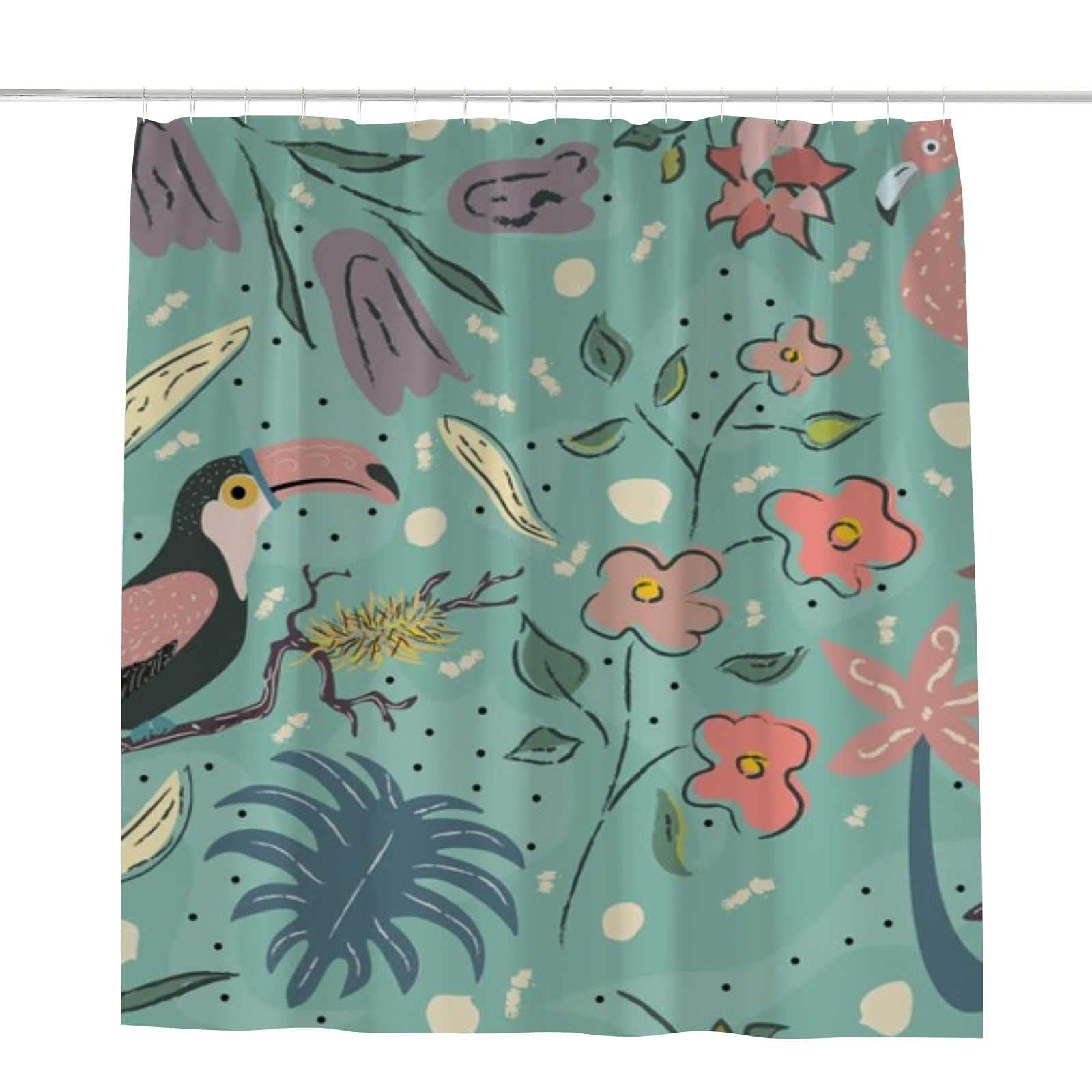 Rideau de douche polyester oiseaux d'été 182 x 183 cm imperméable