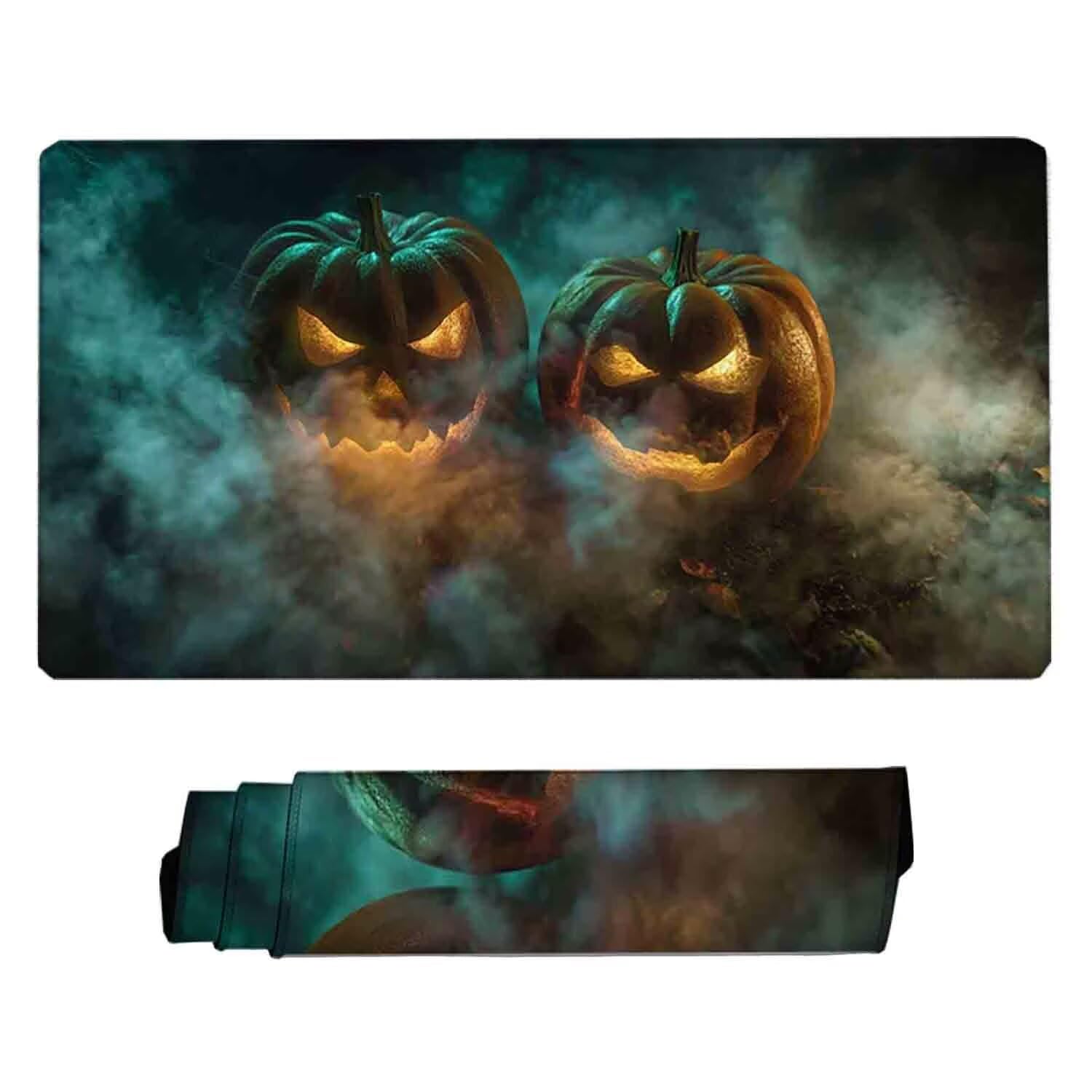 Podkładka pod mysz do gier, szara, podkładka pod mysz na Halloween, podkładka pod mysz XXL, 1200 x 600 mm, mata biurowa z przeszytymi krawędziami, antypoślizgowa, do komputera, nauki, gier, akcesoriów