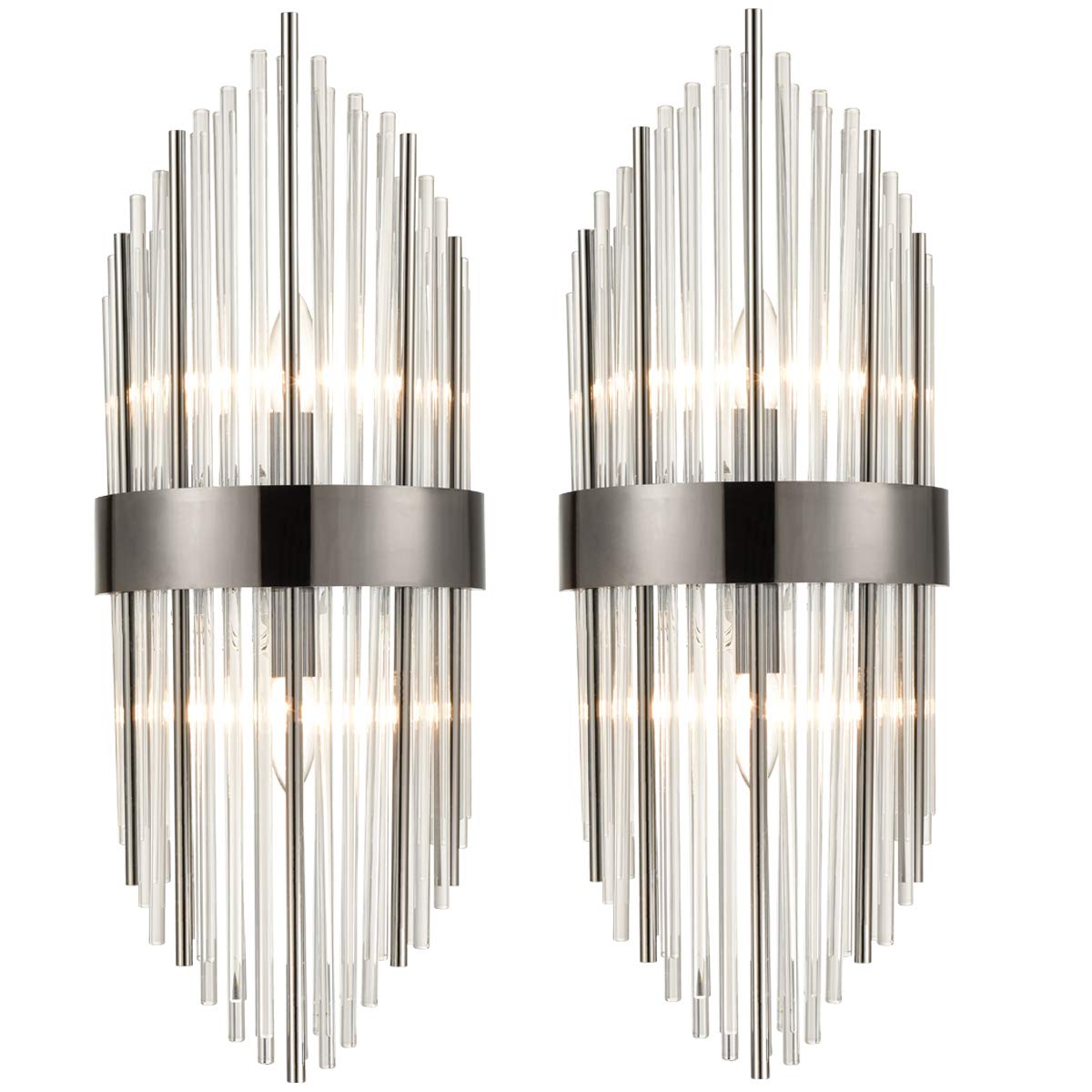 Industrial Glass Wall Sconces Modern Flute Shape Wall Mount Lamp 2-Pack Wall Sconce Lighting