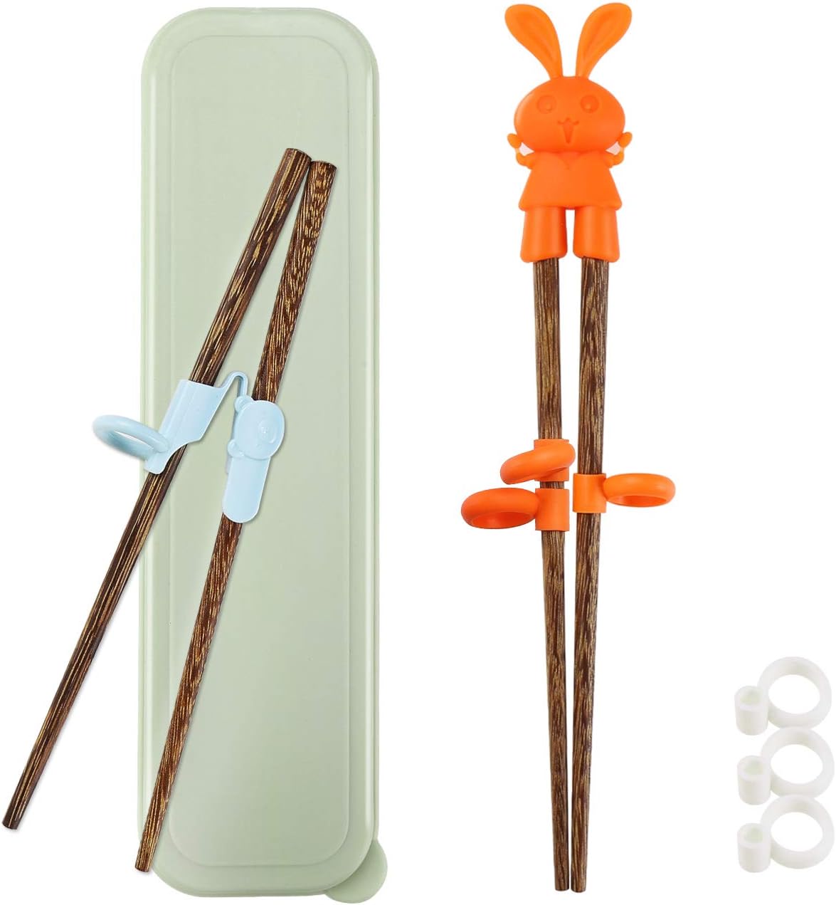 2 Pairs Training Chopsticks, Learning Wood Chopsticks for Kid Beginners Right or Left Hand with Portable Box
