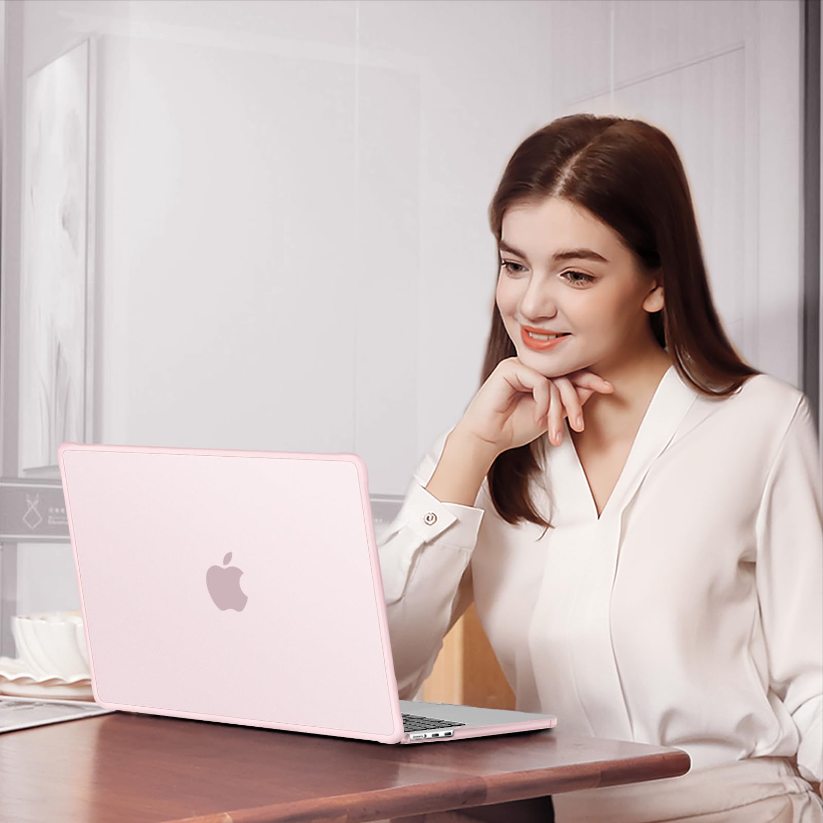 MOSISO Custodia Compatibile con MacBook Air 13 Cover M5 M4 M3 M2 2026-2022 A3449 A3240 A3113 A2681, 13,6'' Case Anti-crepa Angoli e Bordo Morbido TPU&Copritastiera&Pellicola&Tipo C, Rosa