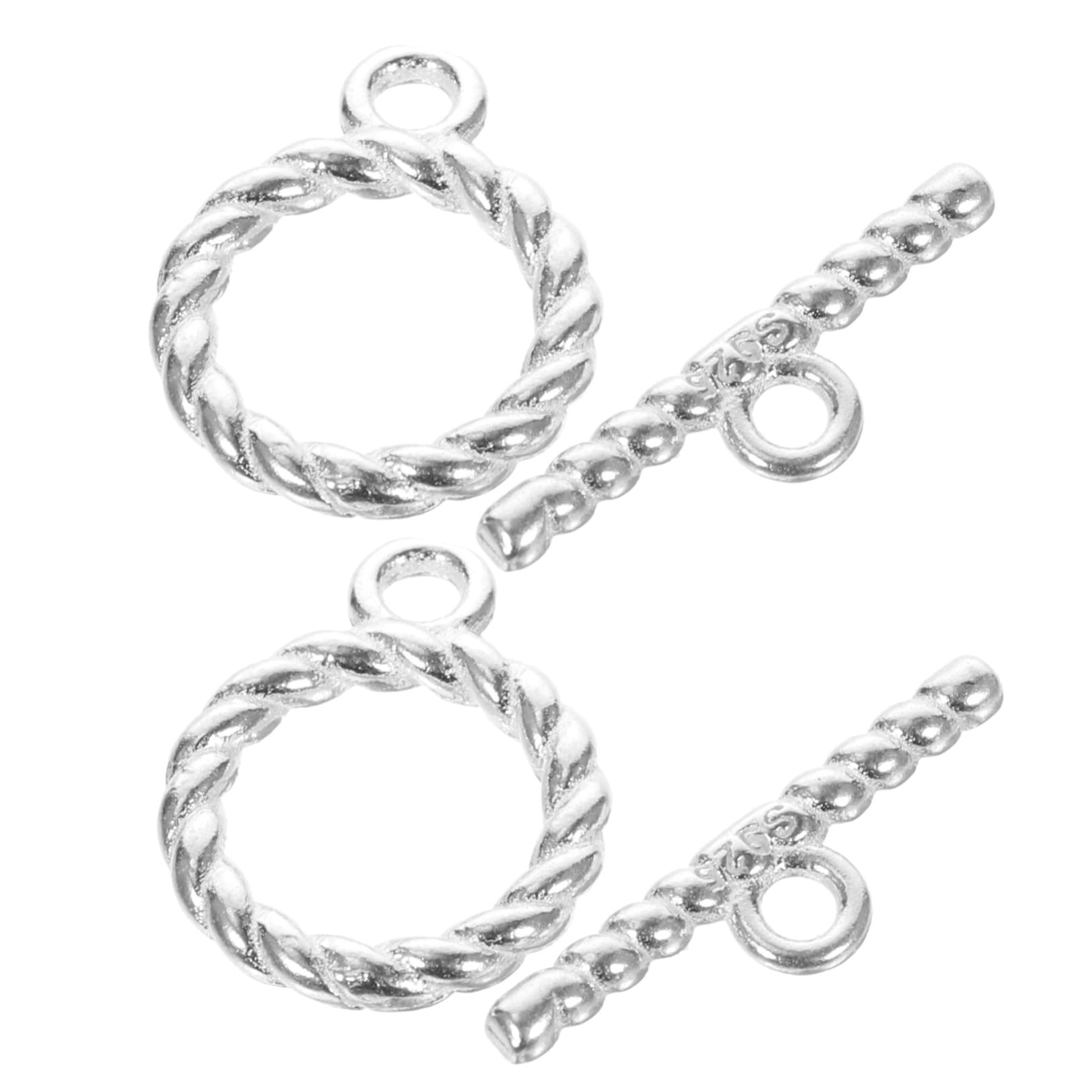 10 Sätze Sterling Silber DIY Toggle Verschluss Langlebiger Armband Halskettenverschluss Einfach zu Befestigen Geeignet für Schmuckherstellung und Reparatur