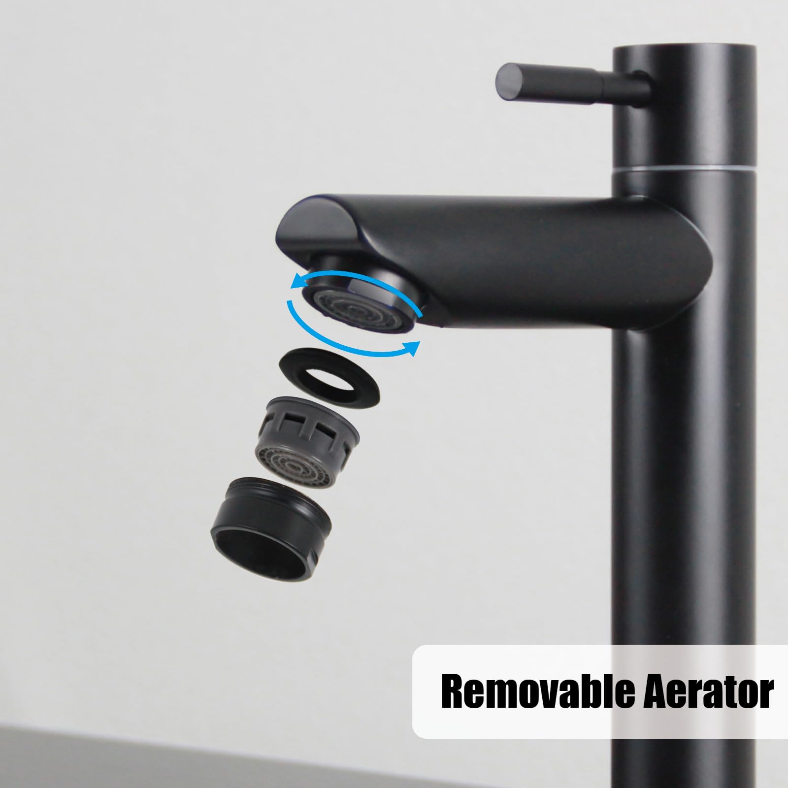 Kaltwasserhahn Schwarz für Gäste WC, SEMANEY Wasserhahn Bad nur Kaltwasser,Einhebelmischer Kaltwasser Armaturen aus Edelstahl 304
