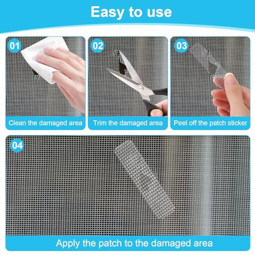 UKOFEW 100 Stück Fliegengitter Reparatur Set,Fliegengitter Reparatur Klebeband,Insektennetz-Reparaturset,für Fliegengittertüren, Moskitonetz, Insektenschutz Fenster