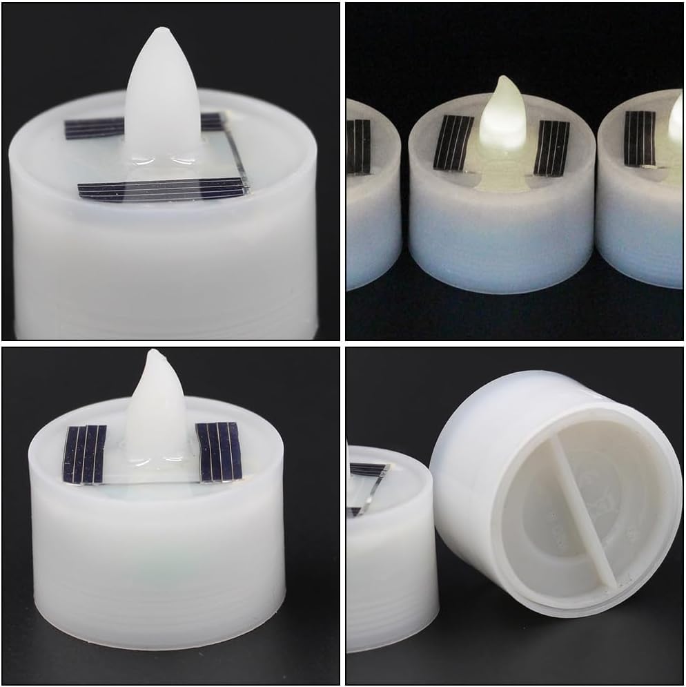 OSALADI 6pcs Solar Led Candle Lamp Electric Decorative Candles for Home Wedding Party Flameless Romantic Warm Light