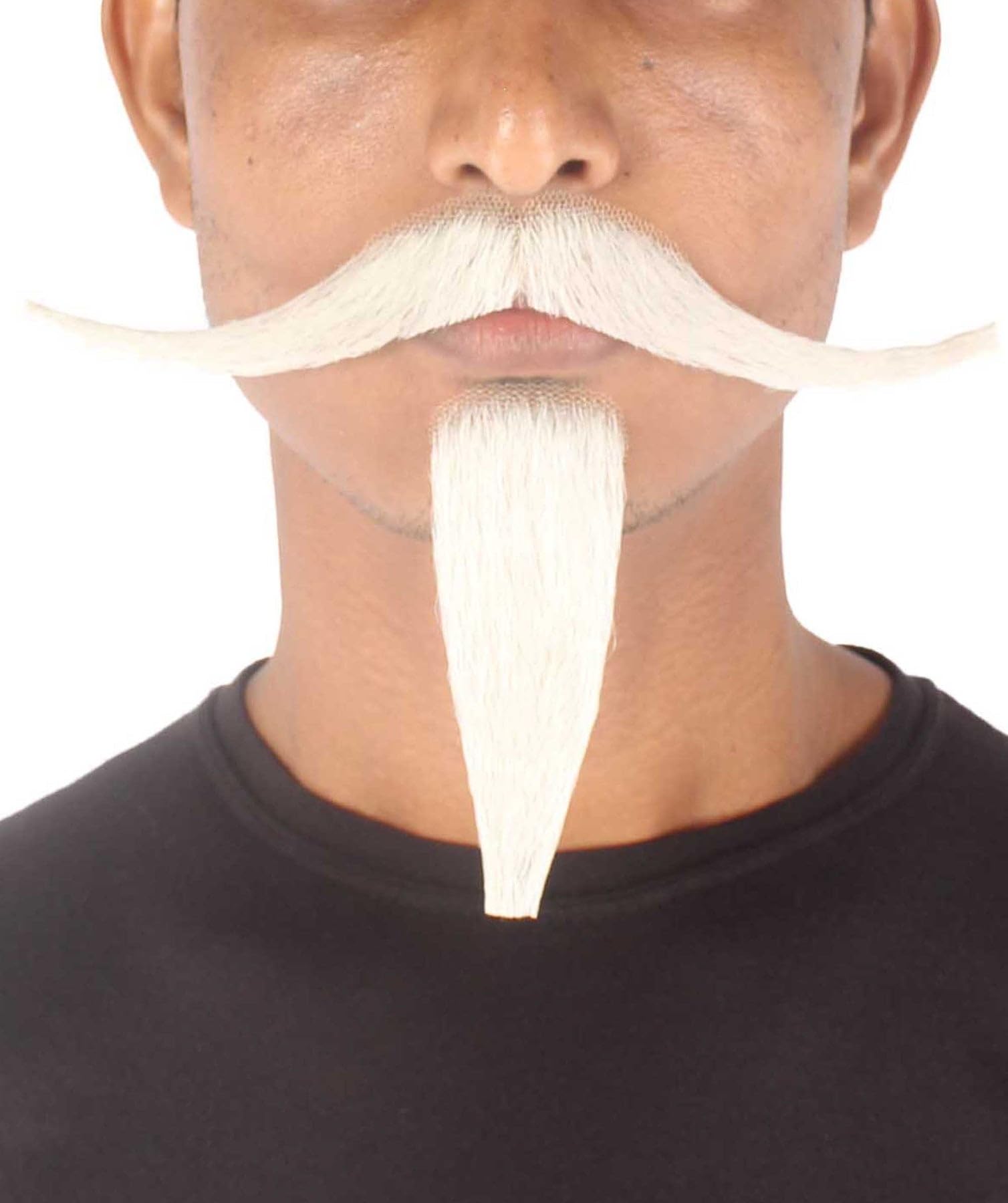 BC GOODS BY Men's Synthetic Long Facial Hair Set – Mustache and Goatee for Cosplay- White