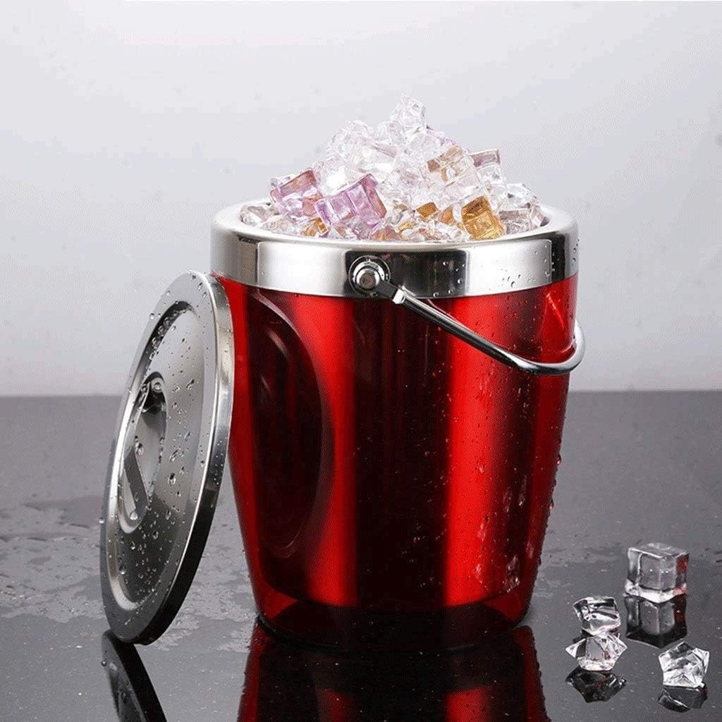 Cubitera Botella Vino Cubo de Hielo Cubo de Acero Enfriador de Botellas de Acero Inoxidable de Pared Enfriador de champán, Vino, Enfriador de Cerveza para Fiestas Asas de Transporte