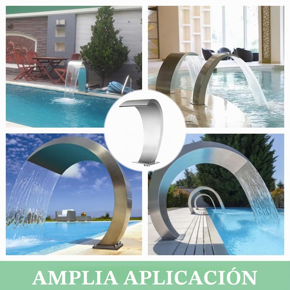 Fuente para Piscina De Acero Inoxidable Cascada De Agua Cascadas De Estanque para Decoración De Jardín, Patio, Piscina 30cm x 60cm