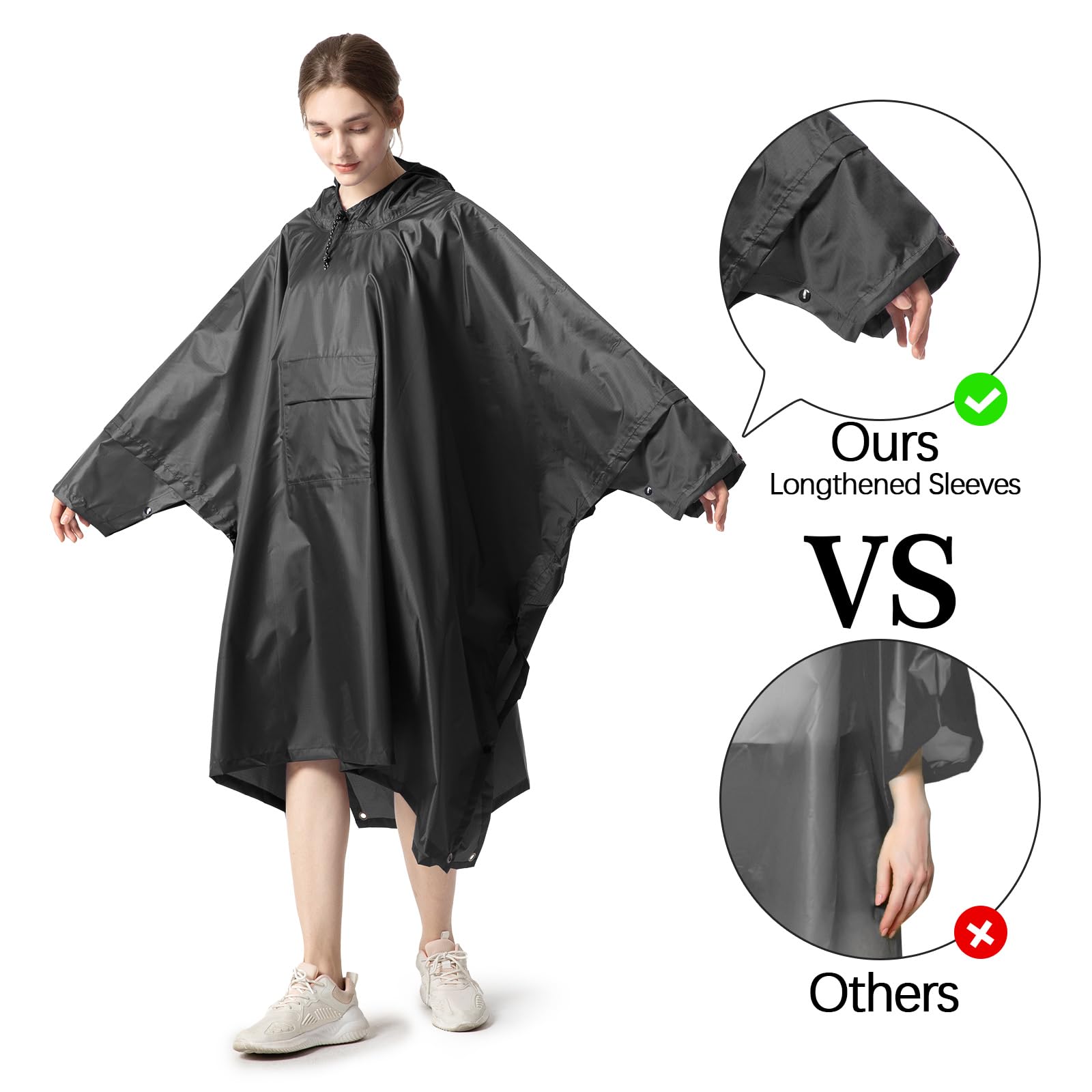 NUUR Poncho de Lluvia para Mujer, Capa de Lluvia para Moto, Chubasquero de Fibra de poliéster, Impermeable, Parka, Ropa de Lluvia, Capa de Lluvia