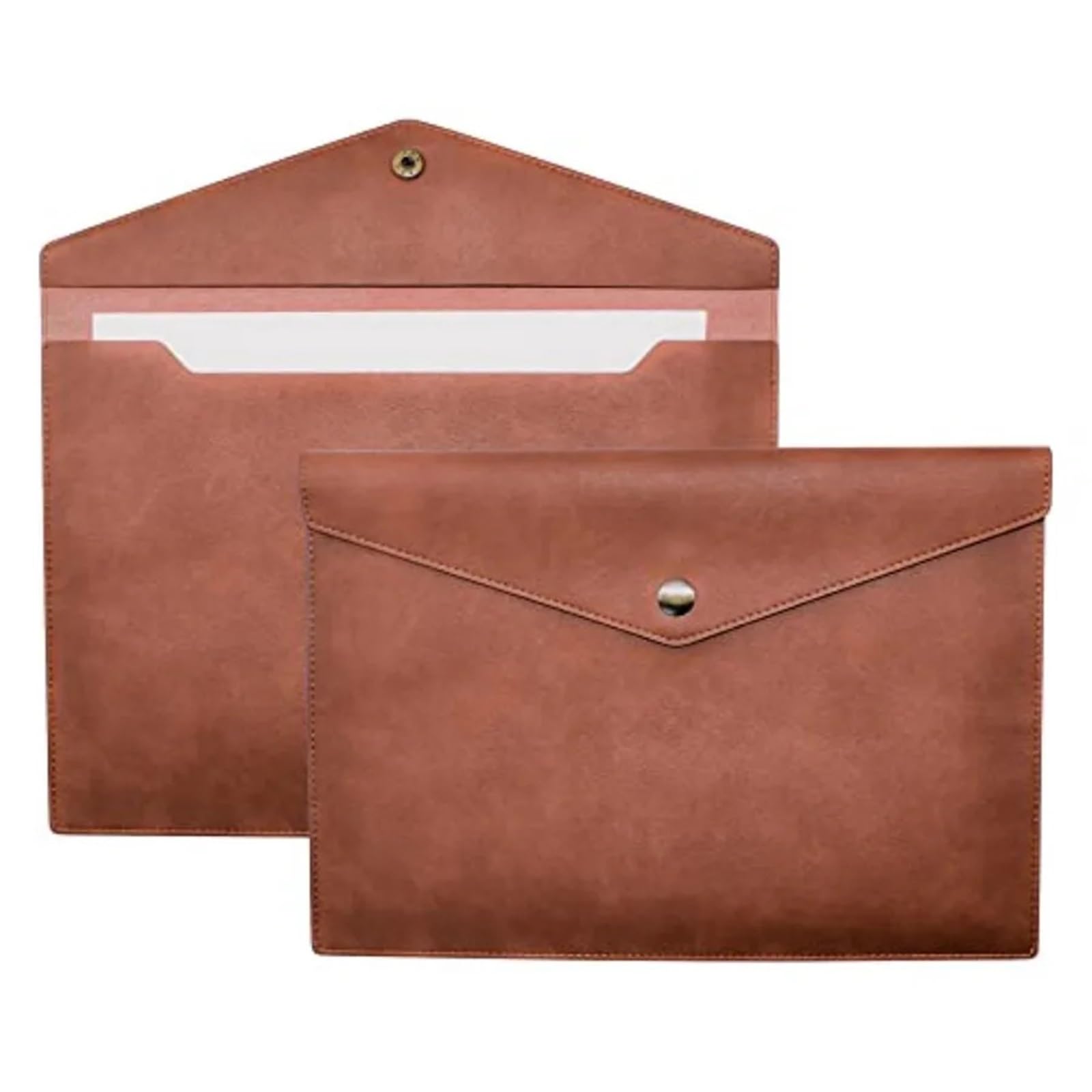 1 pz cartelle di file in pelle PU porta documenti A4 busta portfolio impermeabile archivio organizer Per Archiviazione Documenti(Brown)