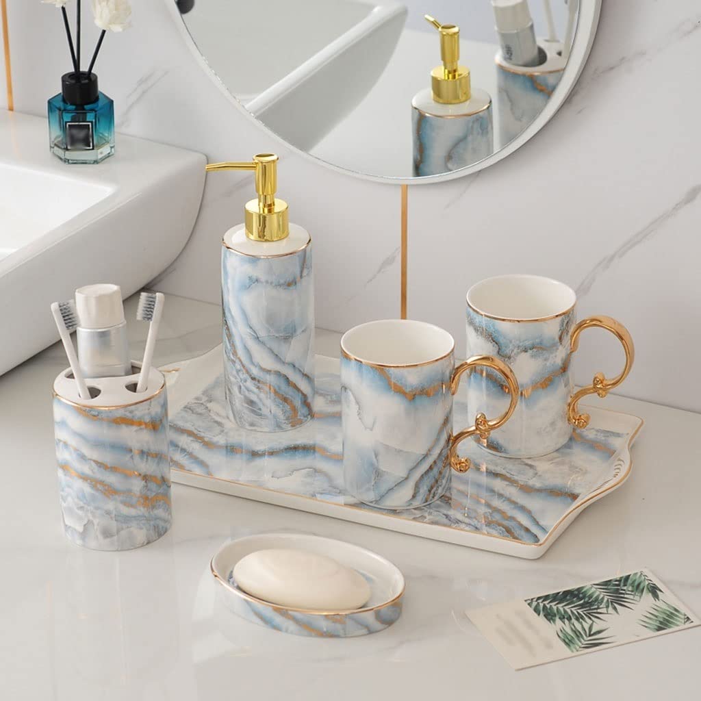 Dozownik mydła ceramiczny szczotkowanie usta kubek uchwyt na szczoteczkę do zębów dozownik mydła gospodarstwo domowe łazienka łazienka mycie sześcioczęściowy zestaw dozowniki mydła łazienkowe