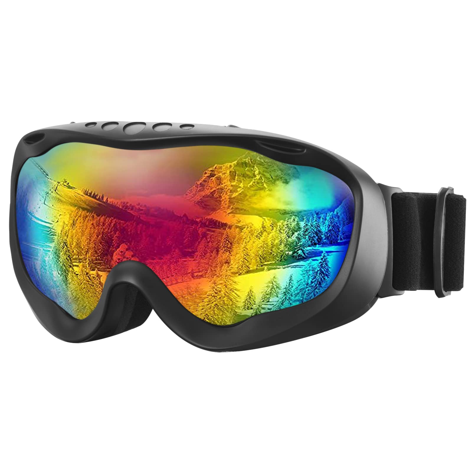 AVAWAY OTG Occhiali da Sci Sopra Casco Compatibili Anti Nebbia Snowboard Occhiali Sport Neve con Cinturino Anti-Slip Protezione 100% UV, Anti-Glare Occhiali da Sci
