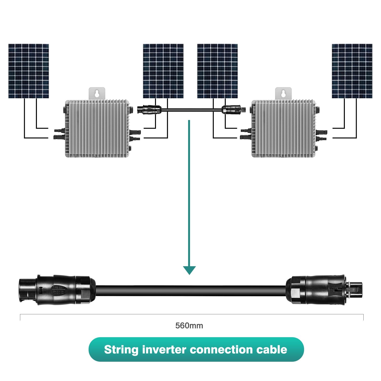 Jadeshay Câble de Micro-Onduleur, Câble CA Betteri BC01 Cable de Connexion Mâle et Femelle Compatible avec la Connexion Série du Micro-onduleur Hoymiles Deye, 2M