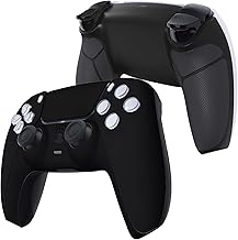 eXtremeRate Black+Rubberized Black Replacement Front Housing Shell Touchpad & Decorative Trim Shell & Bottom Shell Compatible with ps5 Controller BDM-010 BDM-020 BDM-030 - Controller NOT Included