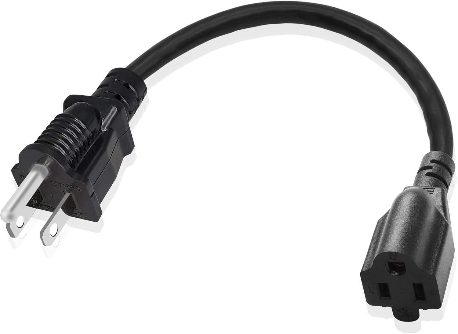 1 Ft/0.3M Nema 5-15P Male to Nema 5-15R Female Power Cord 3 Prong AC Power Cable 15 Amp Household Plug NEMA 5-15P Adapter Power Cable NEMA 5-15P to 5-15R Male Female Power Adapter Cable