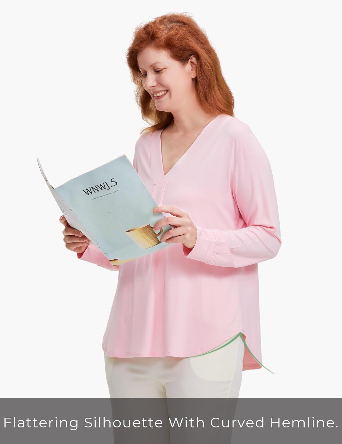 GYS Bamboo Viscose Sleep Shirt for Women, Long Sleeve Relaxed-Fit Casual Tee Shirt, Soft Cozy Pajama Tops