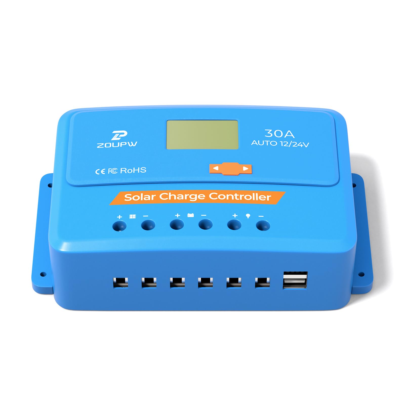 ZOUPW 30A PWM Solar Charge Controller,12V 24V Solar Panel Regulator with Adjustable LCD Display Dual USB for Flooded Sealed AGM Gel and Lithium LiFePO₄ Batteries-image-7