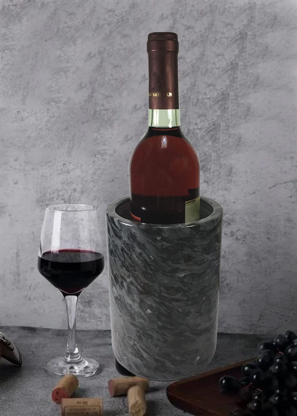 Marble Wine Cooler，Suitable for Wine Barrels or Champagne Cooler 750 ml Bottles, Ideal Gift for Wine Enthusiasts（black） — Amazon image 5