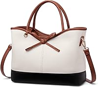 LOVEVOOK PU Leather Satchel Purse for Women - Cute Bow Top Handle Handbag with Zipper, Structured Everyday Bag