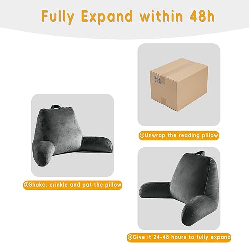 Miniatura 5 de Almohada de lectura para sentarse en la cama para adulto, almohada de espalda de 18 pulgadas de alto para cama sentado con espuma viscoelástica