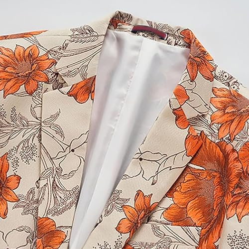 Mens 2 Piece Floral Dress Suit One Button Dinner Tuxedo Jacket & Pants Luxury Printed Wedding Blazer4
