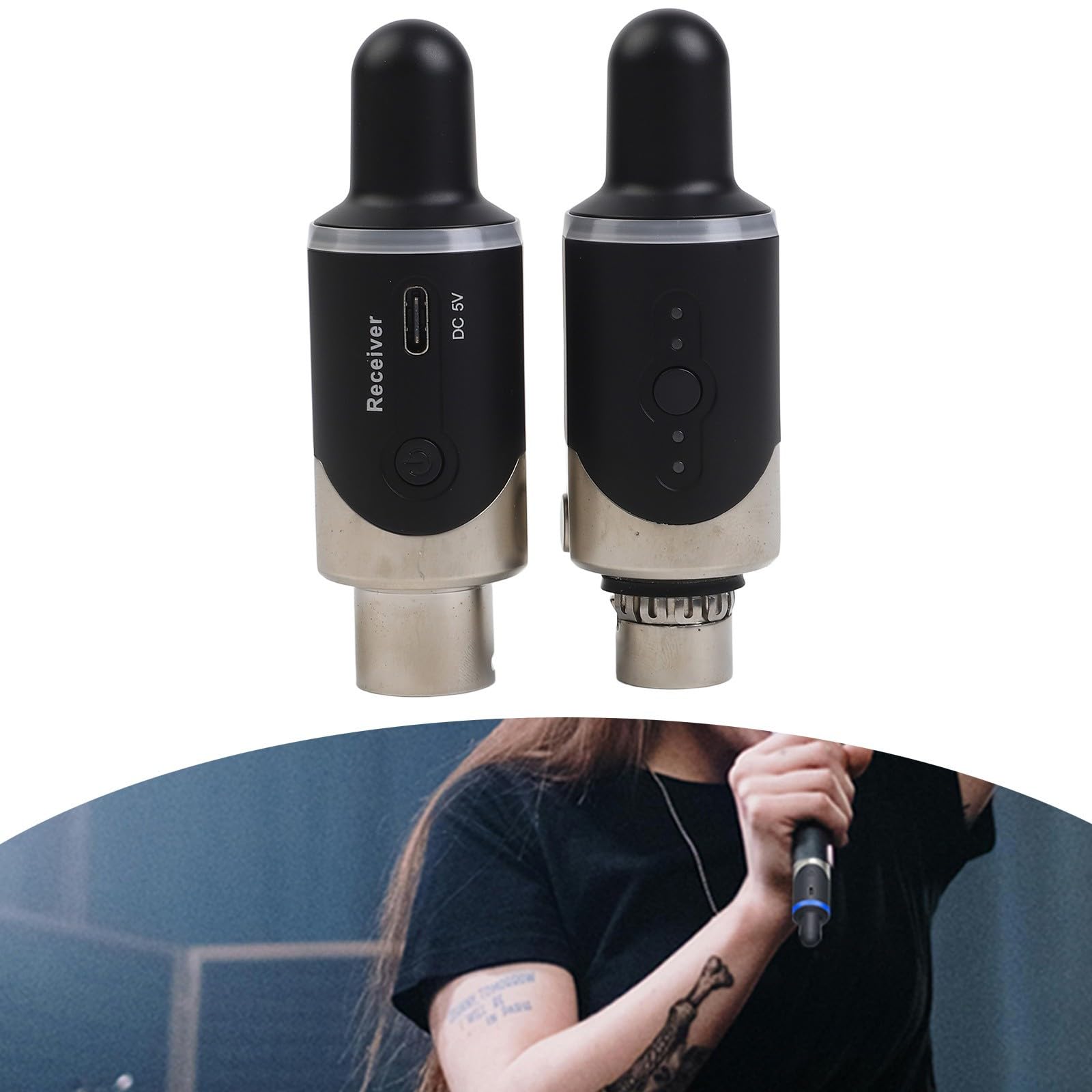 XLR Kabelloses Mikrofonsystem UHF Transmitter Empfänger für Gitarre - 50 Meter Reichweite Anti-Jamming Professionelles Audio für Kirche Hochzeit