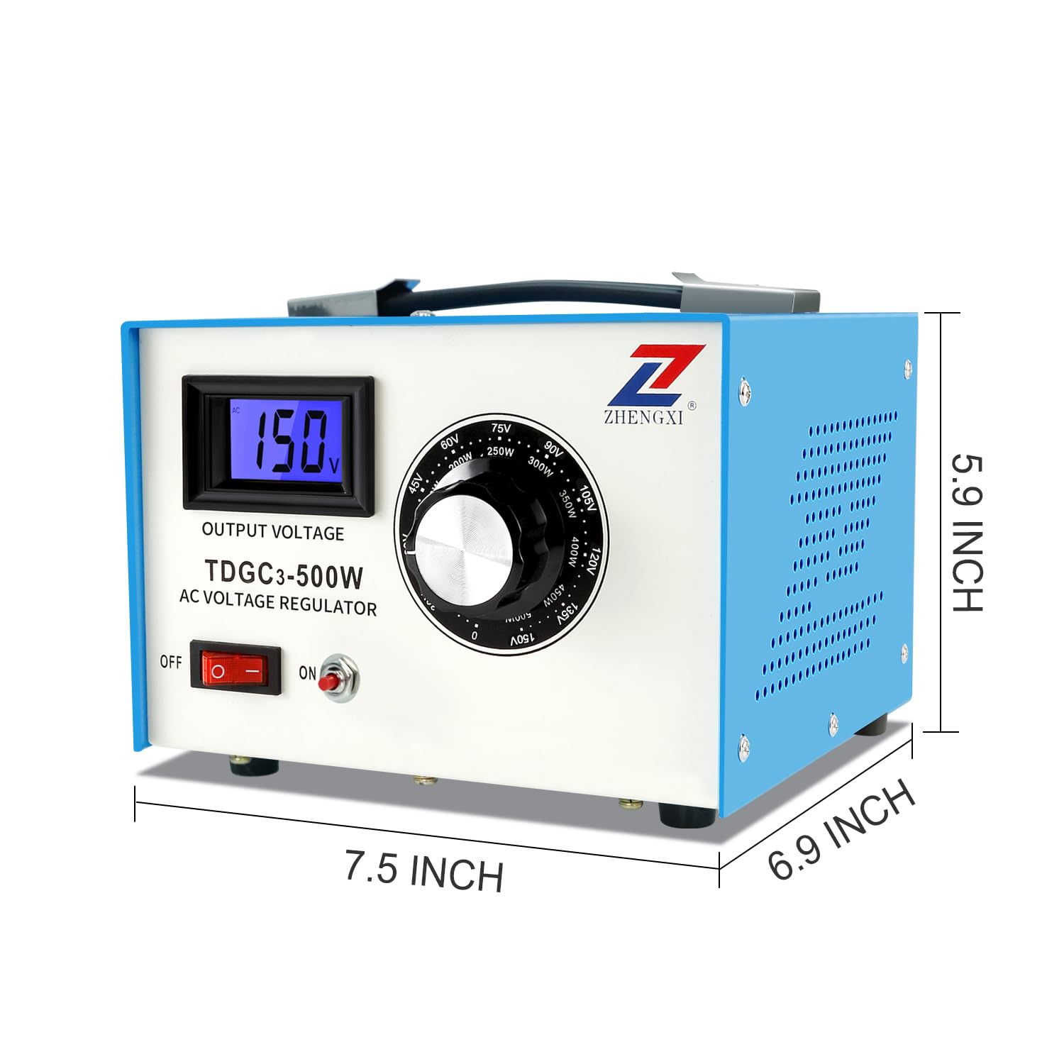 ZHENGXI Variac Variable Transformer 500W, 5 Amp AC Voltage Transformer, 0-150 Volt Output with Digital Display