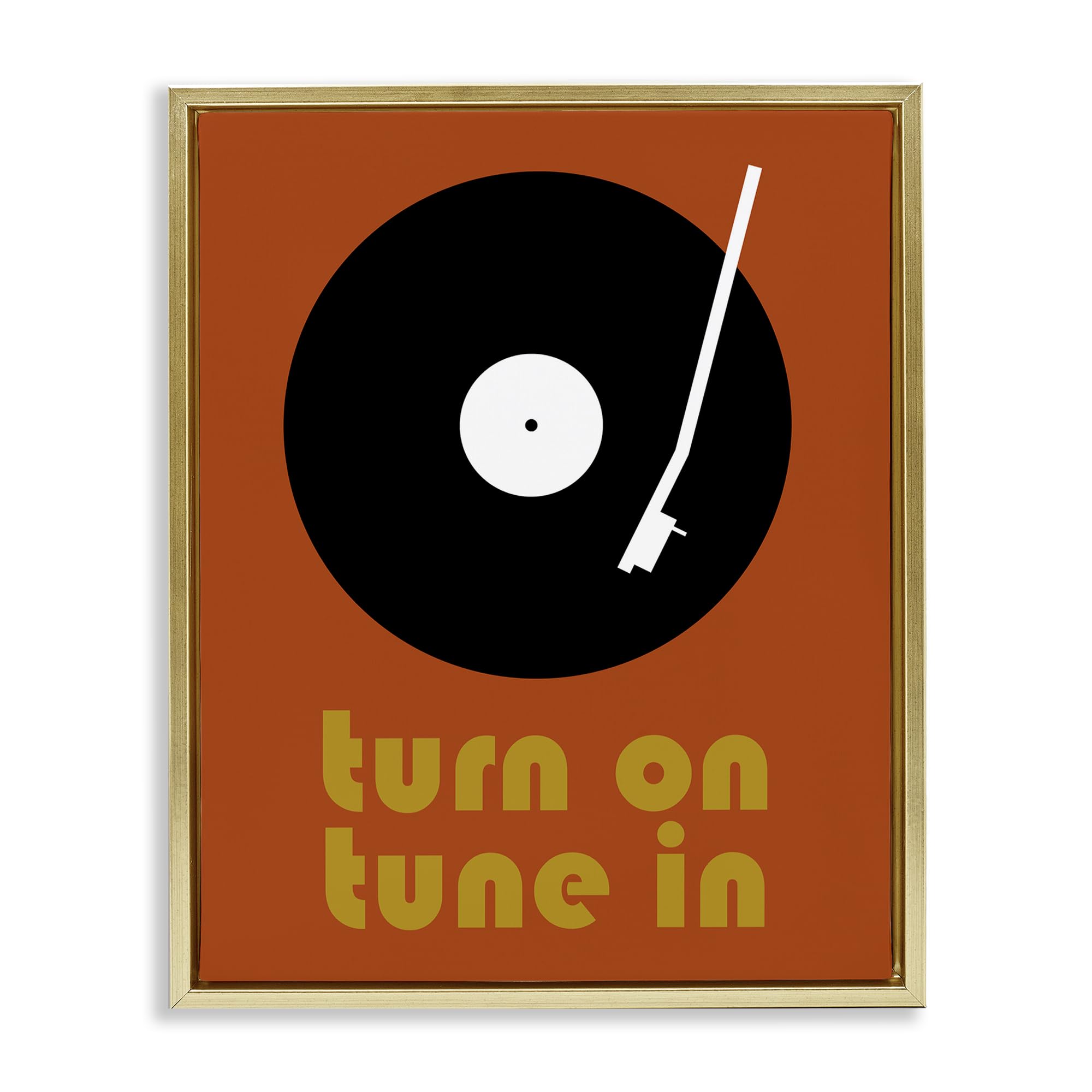 Stupell Industries Metallic Gold (Matte) 'Turn On Tune In', Floating Frame Canvas Art, Gold, 25 X 31 Inches, Easy To Hang And Sturdy, Made In Usa, By Tom Quartermaine