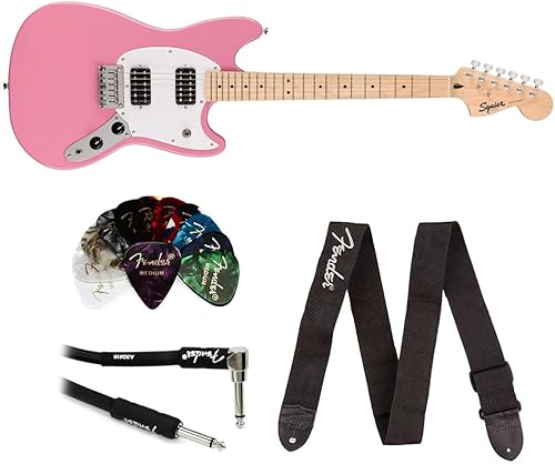 Miniatura 10 de Fender Squire - Juego de diapasón de laurel con púas de guitarra de celuloide clásicas, paquete de 12, cable de instrumento profesional (10 pies) y