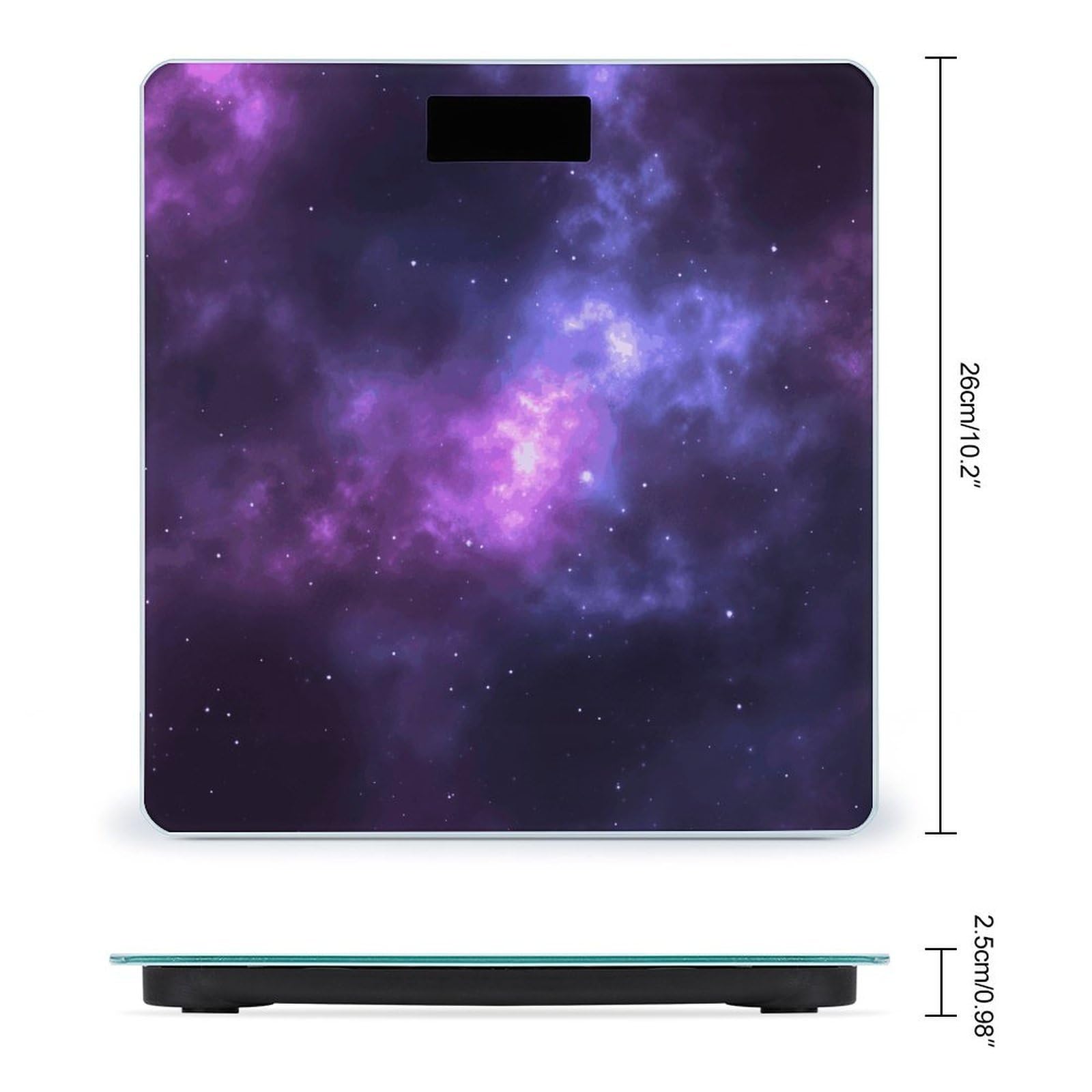 Magic Galaxy Sky Purple - Báscula digital de alta precisión con pantalla LCD grande, báscula de peso duradera para uso doméstico, mide hasta 400 libras/180 kg
