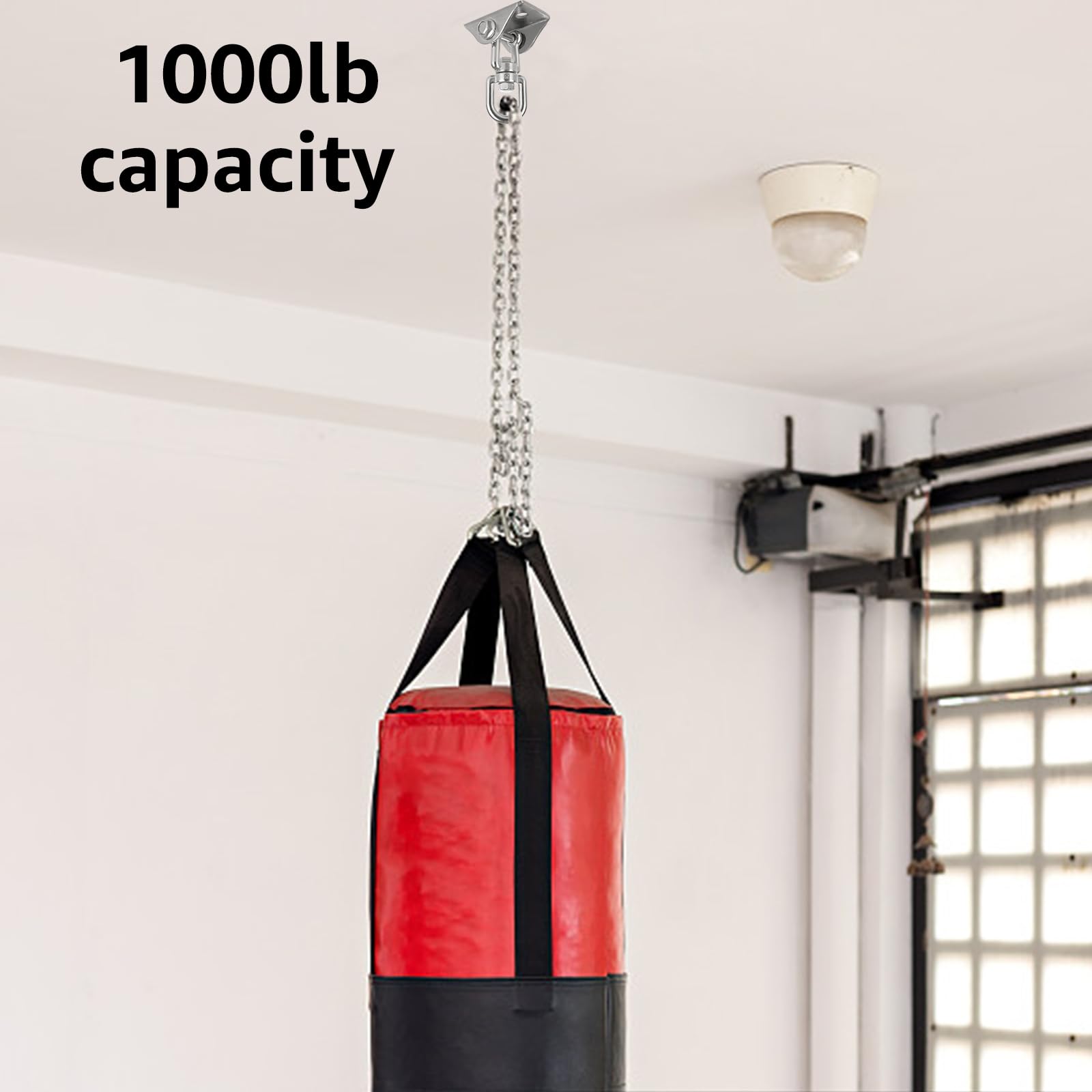 2 Crochets Plafond Acier Inox 450kg - Pour Hamac, Fauteuil Suspendu, Yoga - Pivotant 360°