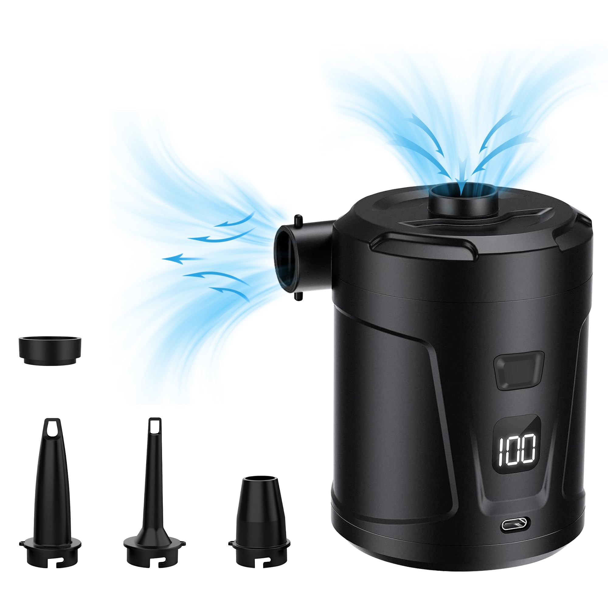 Electric Air Pump for Inflatables 5200mAh Air Mattress Pump Rechargeable Portable Mini Inflator/Deflator Pumps for Outdoor Camping, Inflatable Cushions, Air Mattress Beds, Swimming Ring Pool Toys