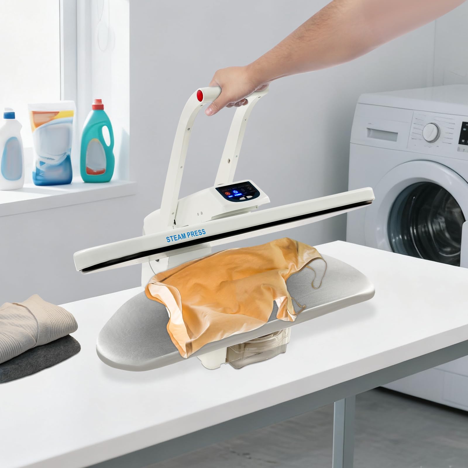 Pressa per ferro da stiro a vapore, 66 cm, con touchscreen, 1600 W (bianco)
