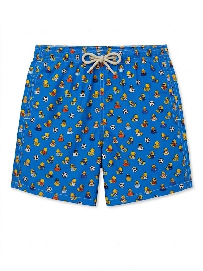 Saint Barth MC2 Costume Boxer Jean Lighting Azzurro Stampa Paperelle Calcio