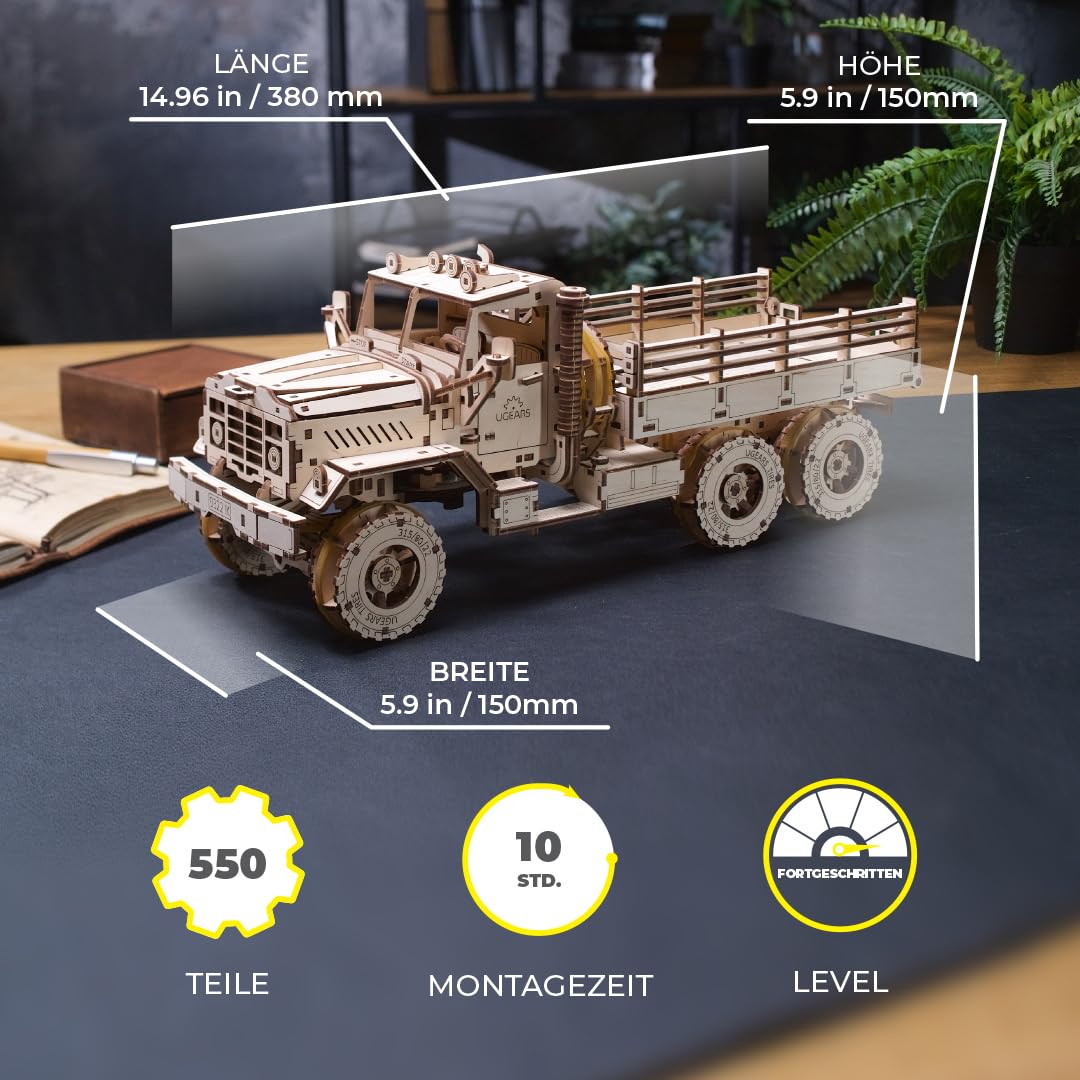 UGEARS Cargo Truck 3D Holzpuzzles für Erwachsene - Hobbys für Männer zum Bauen - Auto-Bausatz für Erwachsene - 3D-Puzzle für Erwachsene
