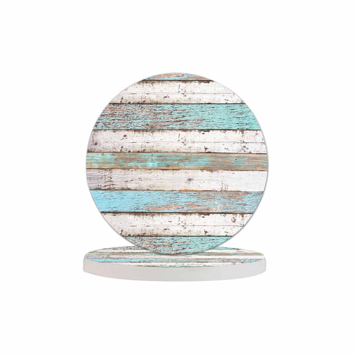 Pznen Texture of Vintage Wood Boards Table Coasters for Drinks Retro Colorful Wooden Cracked Paint 100% Diatomite Home and Dining Room Bar Decor 4 X 4