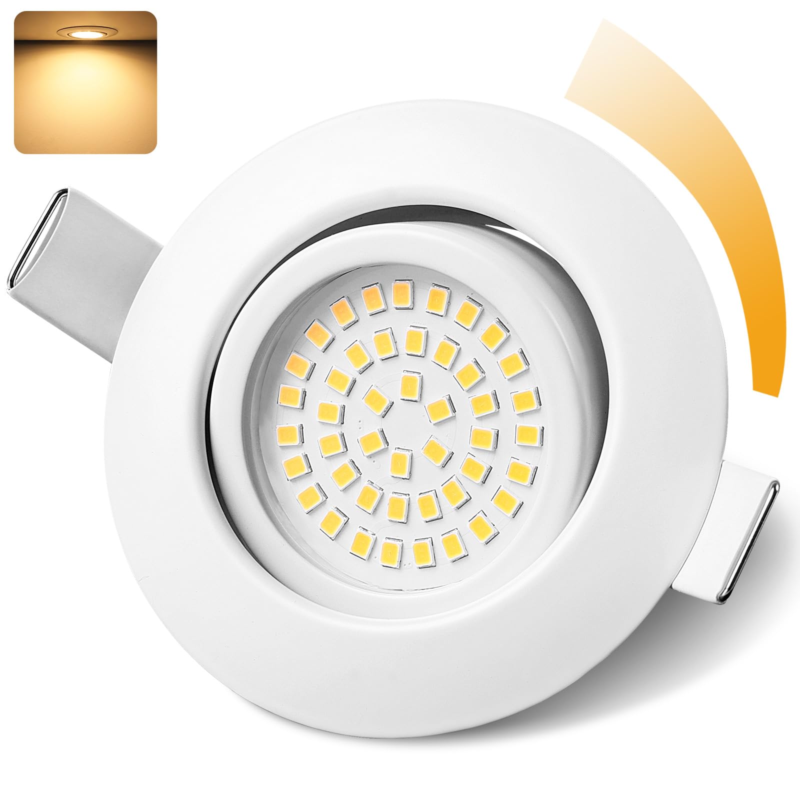 GeyouLux IP44 LED Downlights Dimmable White 3000K 1 Pack