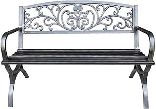 Banco de jardim ao ar livre, banco de parque de jardim Banco ao ar livre, pátio de casa assento duplo terraço banco de lazer cadeira de varanda com encosto e braços, cadeira ao ar livre à prova de in