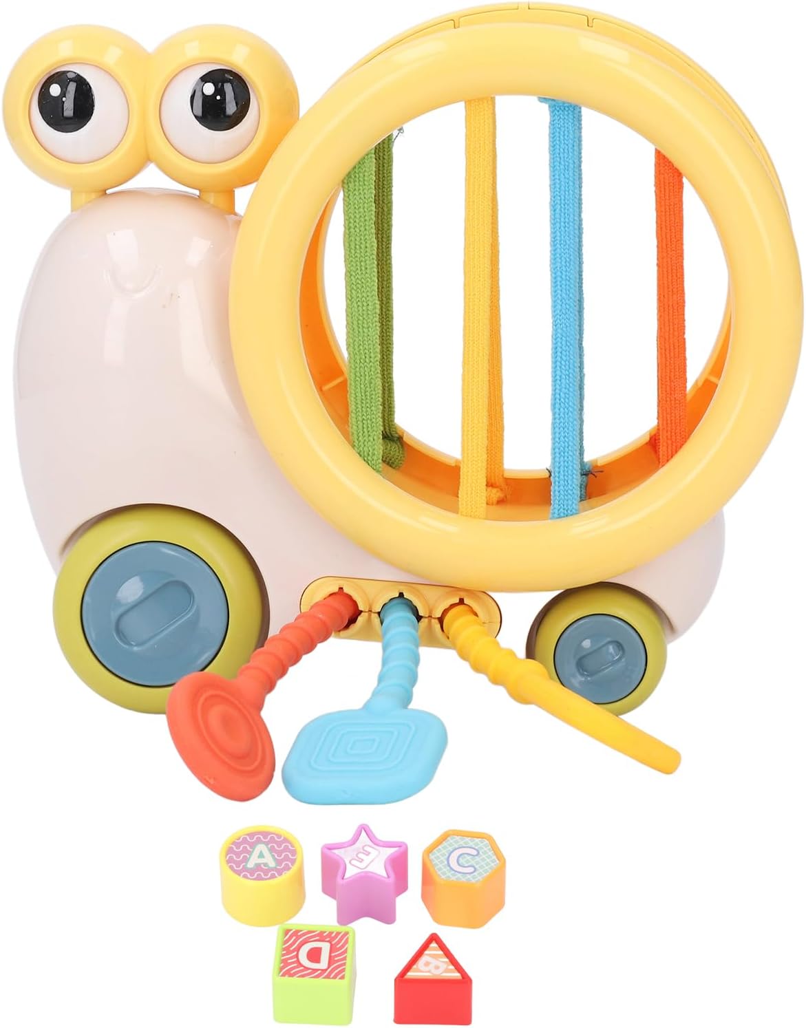 Shape Sorter Pull Shape Sorter Pull String Toy - Fine Motor Skill Educational Silicone Toy for Toddlers - Colorful Sensory Development - Enhances Cognitive Abilities & (Yellow)
