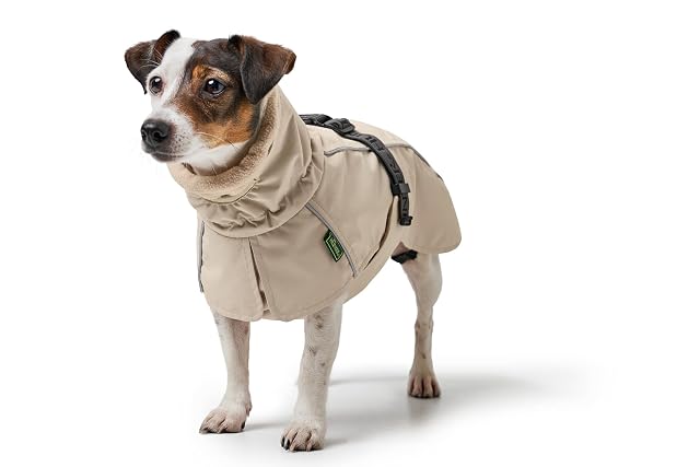 Foto 6 de 8 de HUNTER NORDBY - Abrigo para perro, color crema, impermeable, forro cálido, reflectante, ideal para aventuras…