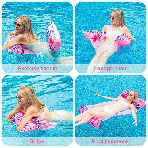 Pool Hammock Floats For Adults 2 Pack, Inflatable Pool Floats Water Hammock, Multi-Purpose Pool Hammock Pool Accessories Mesh Pool Float Inflatable Raft Portable Pool Lounger Chair (Pink + Green)… #TOP2