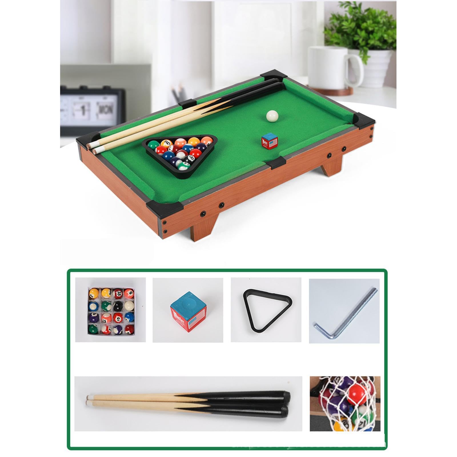 Tavolo da Biliardo Mini Premium con Tutti Gli Accessori necessari per attività serali di Gioco in Famiglia, 1 Set di Palle da Biliardo, Triangolo per