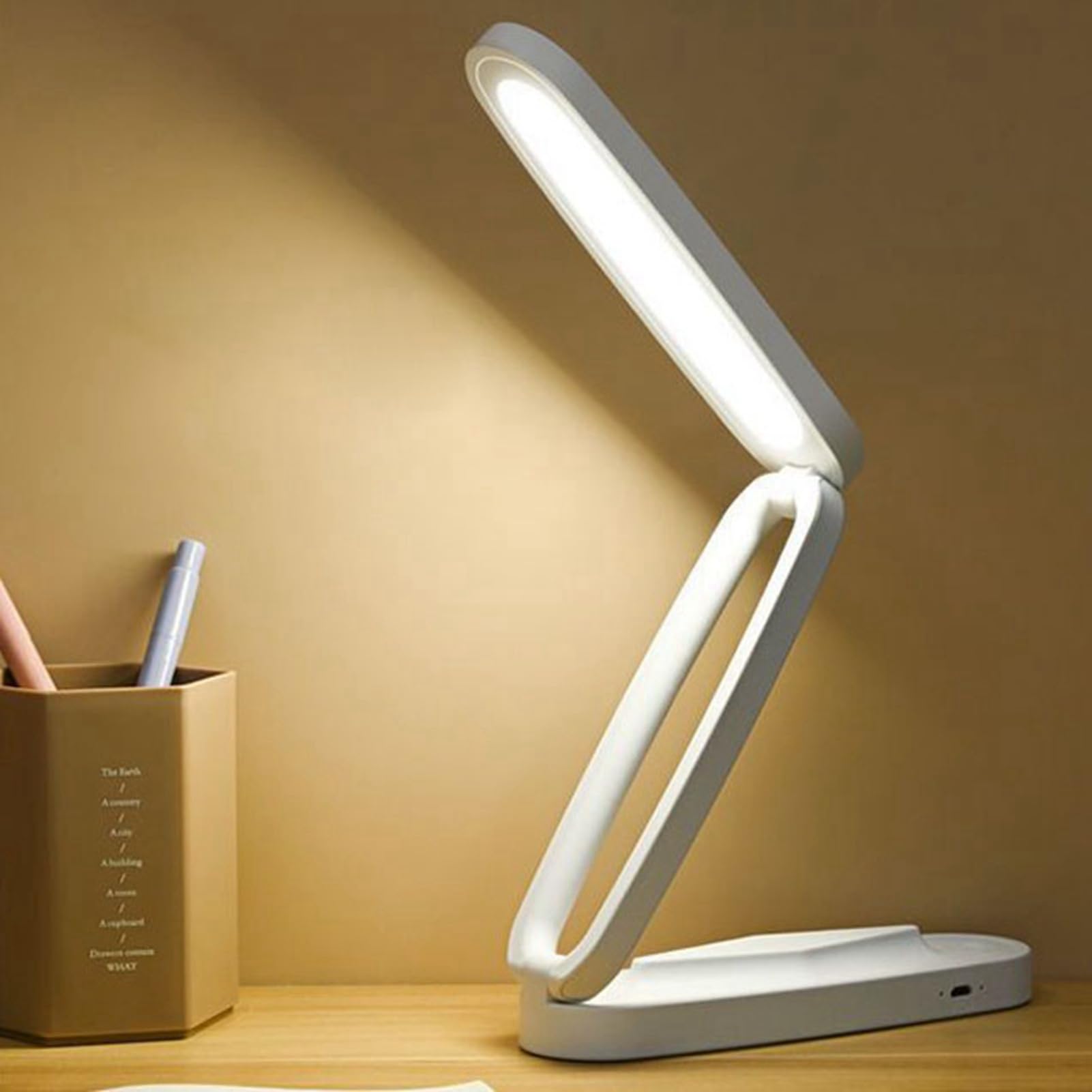 Haofy Wiederaufladbare LED -Schreibtischlampe mit Berührungssteuerung, Klapptischleuchte Zum Lernen von Lesen, Augenpflege -Studienschreibtischlampe für Schüler [USB Kabel]